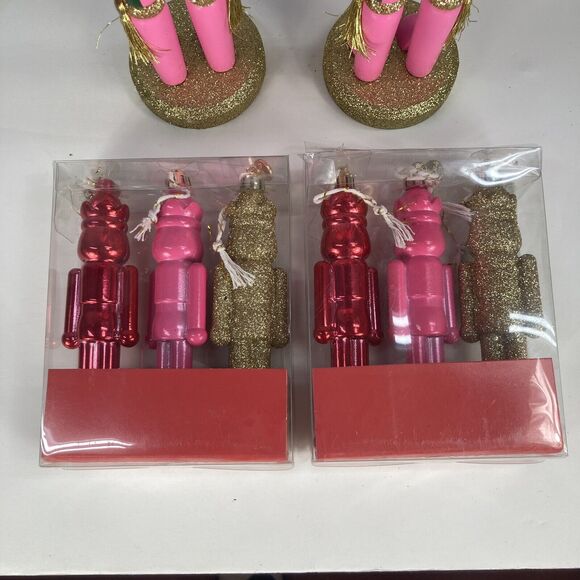 Lot of Wooden Nutcracker Figurines Soldier Decor Christmas Ornament Decor Pink - Picture 9 of 10